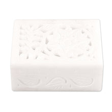 Load image into Gallery viewer, Handcrafted Alabaster Rectangular Jewelry Box from India - Blooming Customs | NOVICA

