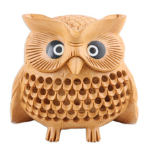 Load image into Gallery viewer, Wood Figurine of An Owl Exquisitely Hand-Carved in India - Owl Charm | NOVICA
