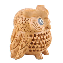 Load image into Gallery viewer, Wood Figurine of An Owl Exquisitely Hand-Carved in India - Owl Charm | NOVICA

