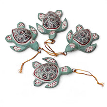 Load image into Gallery viewer, Handcrafted Jempinis Wood Baby Turtle Ornaments (Set of 4) - Baby Shells | NOVICA
