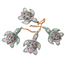 Load image into Gallery viewer, Handcrafted Jempinis Wood Baby Turtle Ornaments (Set of 4) - Baby Shells | NOVICA
