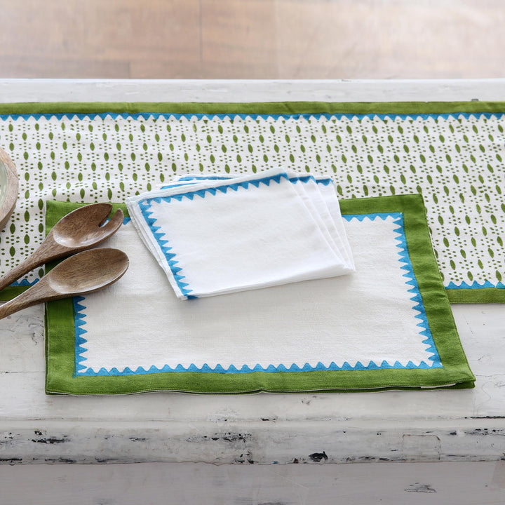 Handcrafted Block Print Cotton Table Linens (Set for 4) - Pyramid Saga | NOVICA