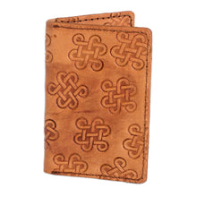 Load image into Gallery viewer, Handcrafted Leather Card Wallet with Celtic Knot Motifs - Ginger Luck | NOVICA

