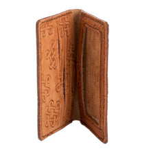 Load image into Gallery viewer, Handcrafted Leather Card Wallet with Celtic Knot Motifs - Ginger Luck | NOVICA
