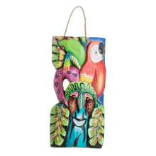 Load image into Gallery viewer, Handmade Balsa Wood Mask with Hand-Painted Motifs - Tropical Fauna | NOVICA
