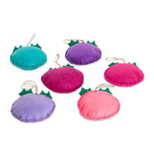 Load image into Gallery viewer, Set of 6 Handmade Felt Ornaments in Multicolor Palette - Merry Sparks | NOVICA
