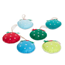 Load image into Gallery viewer, Set of 6 Handmade Felt Ornaments in Colorful Palette - Joyous Sparks | NOVICA
