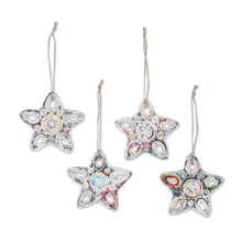 Load image into Gallery viewer, Handmade Eco-friendly Star Ornaments from India (Set of 4) - Festive Constellation | NOVICA
