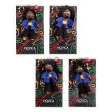 Load image into Gallery viewer, Set of 4 Handcrafted Cotton and Cibaque Men Worry Dolls - Quietness | NOVICA

