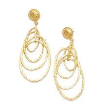 Load image into Gallery viewer, Balinese 18k Gold-Plated Modern Dangle Earrings with Circles - Layered Circles | NOVICA
