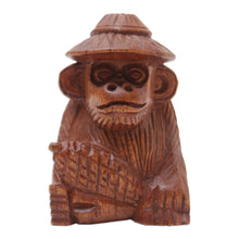 Load image into Gallery viewer, Hand-Carved Jempinis Wood Monkey Statuette with Corn - Prosperity and Cunning | NOVICA
