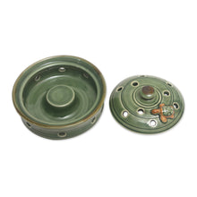 Load image into Gallery viewer, Green Handmade Turtle-Themed Porcelain Mosquito Coil Holder - Turtle with Polka Dots | NOVICA
