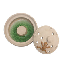 Load image into Gallery viewer, Handmade Porcelain Mosquito Coil Holder with Frog Theme - Resting Frog | NOVICA
