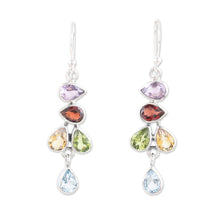 Load image into Gallery viewer, Sterling Silver Dangle Earrings with Seven-Carat Gemstones - Paradise Pears | NOVICA
