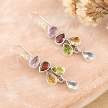 Load image into Gallery viewer, Sterling Silver Dangle Earrings with Seven-Carat Gemstones - Paradise Pears | NOVICA
