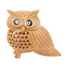 Load image into Gallery viewer, Brown Kadam Wood Owl Sculpture Hand-Carved in India - Wise Soul | NOVICA
