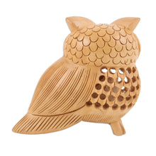 Load image into Gallery viewer, Brown Kadam Wood Owl Sculpture Hand-Carved in India - Wise Soul | NOVICA
