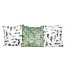 Load image into Gallery viewer, Set of 3 Printed Feather and Geometric Cushion Covers - Feather Glory | NOVICA
