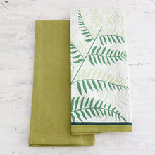 Load image into Gallery viewer, Set of Two Leafy Printed Cotton Dish Towels in Green Hues - Pistachio Jungle | NOVICA
