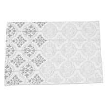 Load image into Gallery viewer, Set of Three Printed Cotton Dish Towels in Grey and White - Noble Damask | NOVICA
