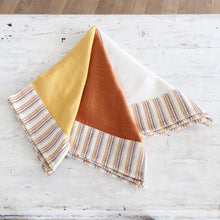 Load image into Gallery viewer, Set of 3 Warm Toned Cotton Dish Towels with Striped Details - Vivacious Evenings | NOVICA
