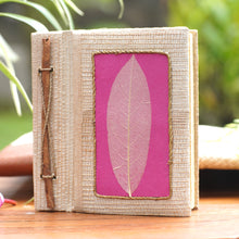 Load image into Gallery viewer, Hand-Crafted Eco-Friendly Natural Fiber Journal in Pink - Pink Leaf | NOVICA

