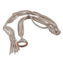 Load image into Gallery viewer, Handcrafted Macrame Cotton Hanging Planter with Wood Ring - Natural Element | NOVICA
