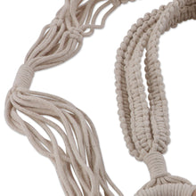 Load image into Gallery viewer, Handcrafted Macrame Cotton Hanging Planter with Wood Ring - Natural Element | NOVICA
