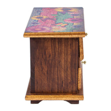 Load image into Gallery viewer, Decoupage on Pinewood Jewelry Box with Flowers &amp; Hummingbird - Floral Hummingbirds | NOVICA
