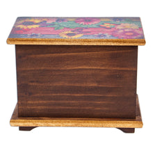 Load image into Gallery viewer, Decoupage on Pinewood Jewelry Box with Flowers &amp; Hummingbird - Floral Hummingbirds | NOVICA
