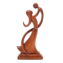 Load image into Gallery viewer, Balinese Hand-Carved Mother and Son Wood Sculpture - Dancing with Son | NOVICA
