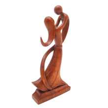 Load image into Gallery viewer, Balinese Hand-Carved Mother and Son Wood Sculpture - Dancing with Son | NOVICA
