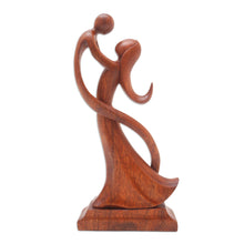 Load image into Gallery viewer, Balinese Hand-Carved Mother and Son Wood Sculpture - Dancing with Son | NOVICA
