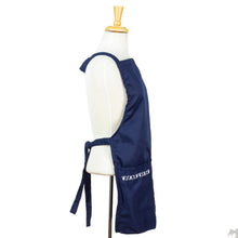 Load image into Gallery viewer, Embroidered Navy Cotton Gabardine Apron with Front Pockets - Navy Geometry | NOVICA
