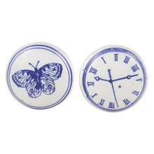 Load image into Gallery viewer, Set of 6 Handcrafted Butterfly and Time Themed Ceramic Knobs - Butterfly Time | NOVICA
