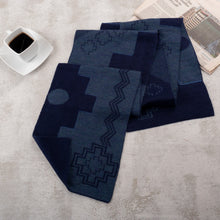 Load image into Gallery viewer, Chakana-Themed Reversible Alpaca Blend Scarf in Blue Hues - Chakana Visions | NOVICA
