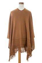 Load image into Gallery viewer, Brown Cotton Ruana with Fringes Handloomed in Guatemala - Ancestral Ginger | NOVICA
