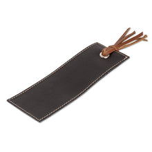 Load image into Gallery viewer, Handcrafted Black Leather Bookmark with Brown Fringes - Night Reading | NOVICA
