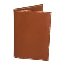 Load image into Gallery viewer, Handcrafted Brown Leather Passport Holder from Guatemala - Evening Journey | NOVICA
