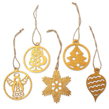 Load image into Gallery viewer, Holiday Ornaments with Natura Fiber Cords (Set of 5) - Heavenly Eve | NOVICA
