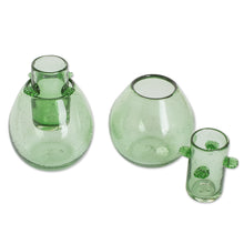 Load image into Gallery viewer, Blown Recycled Glass Green Shot Glasses with Ice Receptacle - Perfect Shot in Green | NOVICA
