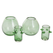 Load image into Gallery viewer, Blown Recycled Glass Green Shot Glasses with Ice Receptacle - Perfect Shot in Green | NOVICA
