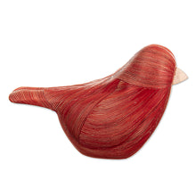 Load image into Gallery viewer, Handmade Cedar Wood and Natural Fiber Bird Figurine in Red - Red Plumage | NOVICA
