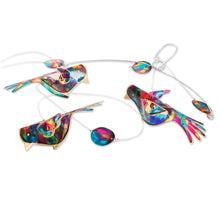 Load image into Gallery viewer, Handmade Recycled Plastic Mobile with Three Vibrant Birds - Enchanted Flight | NOVICA
