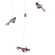 Load image into Gallery viewer, Handmade Recycled Plastic Mobile with Three Vibrant Birds - Enchanted Flight | NOVICA
