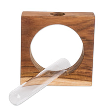 Load image into Gallery viewer, Watertight Teak Wood Stand with Glass Tube Vase - Home Elegance | NOVICA
