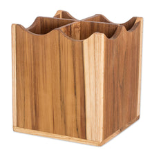 Load image into Gallery viewer, Teak Wood Silverware Server Crafted in Guatemala - 100% Organized | NOVICA
