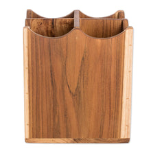Load image into Gallery viewer, Teak Wood Silverware Server Crafted in Guatemala - 100% Organized | NOVICA
