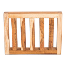 Load image into Gallery viewer, Self-Draining Teak Wood Soap Dish Crafted in Guatemala - Harmony | NOVICA
