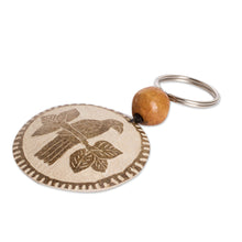 Load image into Gallery viewer, Bird Keychain Hand-Carved in Dried Calabash Gourd with Bead - Exotic Bird | NOVICA
